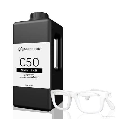 Makercubic³ Wear-Resistant Tough Resin for 3D Printer – ABS-Like UV Resin with Anti-Fracture, Impact-Resistant, Low Shrink – Ideal for Resin Printer, Industrial Parts, DIY Models (White, 1000g)