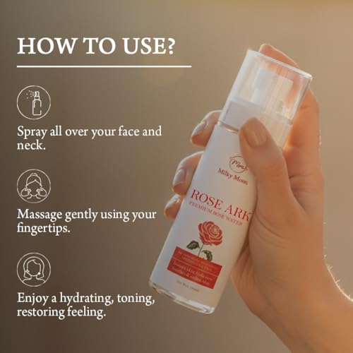 Image of Rose Ark Premium Rose Water /Face Toner - 100ml | No Paraben | Alcohol Free | Cleanses, Hydrates & Moisturises Skin | Balances & Restores Skin's pH Levels | For All Skin Types