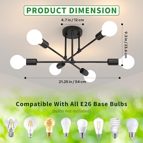 Phaosio Modern Sputnik Chandelier - Mid Century Industrial Light - Image 3