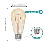 EGLO Zestaw 3 żarówek LED E27, żarówka vintage Edison, 4 W (odpowiednik 40 W), bursztynowe szkło, ciepła biel, 2200 K, żarówka retro ST64, Ø 6,4 cm