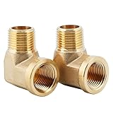 U.S. Solid 2pcs 90 Degree Barstock Street Elbow Brass Pipe Fitting 3/8' NPT Male Pipe to 3/8' NPT Female