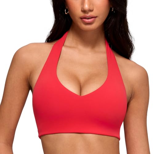 Image of INGIA Halter Longline Sports Bra Padded | Yoga, Workout, Low Back, Crop Top, with Built in Bra, for Women