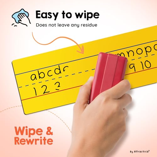 Attractivia Dry Erase Magnetic Sentence Strips for Teachers, Whiteboards & Classrooms - 24" x 3.5" - 6 Colored Sentence Strips - Practice Handwriting, Sight Words, Spelling and Math - Image 4