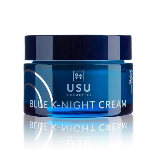 Crema Facial Antiedad de Noche para Mujer - Blue K-Night Cream - 50 ml Ayuda a Combatir los Signos del Envejecimiento - Con Syncronight y Eternal-P - Para Todo Tipo de Pieles -USU Cosmetics