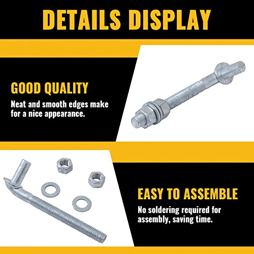 6" J-Bolt Post Hinge, Vivida J-Bolt Gate Hinge With 5/8" Male Hinge Pin, For Chain Link Fence Gate, Galvanized Steel, Nuts & Washers Included, 2 Pack #TOP4