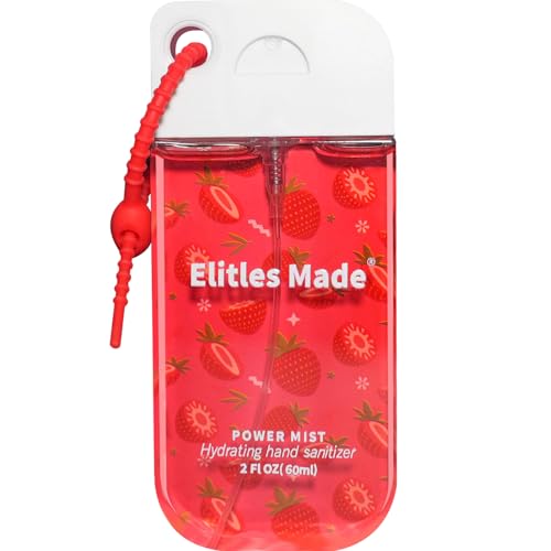 Elitles Made Hand Sanitizer Spray, 60ML Spray Hand Sanitizer Travel Size With Cute Keychain,Scented Pocket Power Mist Hydrating Women Teen Girl Gifts, 2FL.OZ (Strawberry)