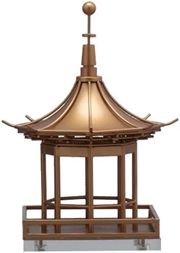 Estatua china de feng shui, escultura de estatua china de metal antiguo, modelo de arquitectura antigua, decoración de escritorio, sala de té zen,