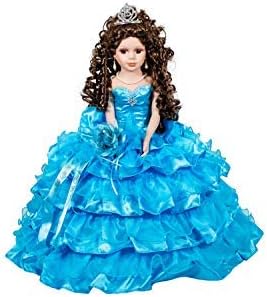 Kinnex Collections by Amanda 18" Porcelain Quince Anos Quinceanera Umbrella Last Doll Muneca Centerpiece ~ KK18729 (Turquoise)