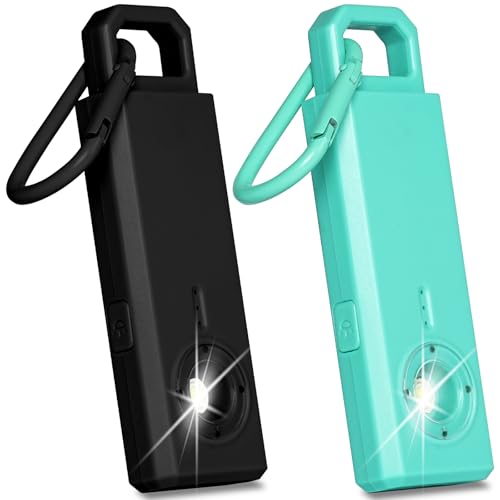 HOTUT Alarma Personal para Mujeres 130dB, 2pcs Llavero de Alarma de Seguridad con Luz Estroboscópica, Recargable, Alerta de Seguridad para Ancianos/Mujeres/Niños/Alarmas de Seguridad de Autodefensa