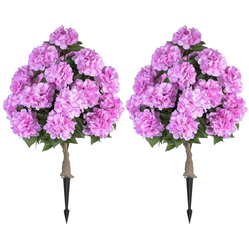 BLOSMON Hydrangea Topiary Trees Artificial - Outdoor 2 Packs 33"