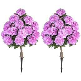 BLOSMON Hydrangea Topiary Trees Artificial for Outdoor, Pink, 2 Packs