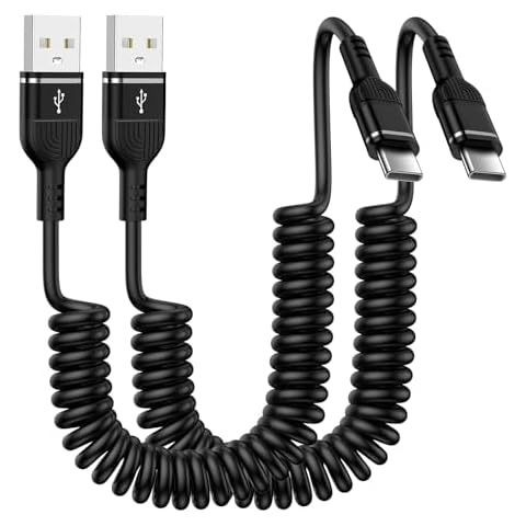 USB C Car Coiled Cable 6FT/3FT Retractable Auto Type C Fast Charging Cord for iPhone 16/16 Pro/16 Pro Max/16 Plus/15/15 Pro Max, Samsung Galaxy A15 A55 A35 S24 A54 A14 5G S23 Ultra, Pixel 9 8a 7 Pro Cover