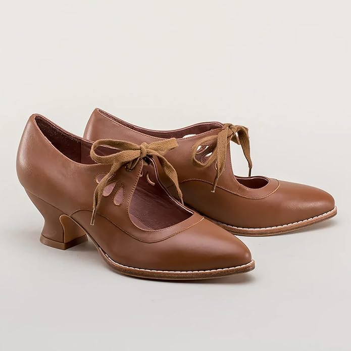 Shoe for Women Vintage Mary Janes Closed Toe Ankle Strap Dress Sandals,Lace Up Bridal Shoes Dress Shoe Chunky Heel Pumps Wedding Character Dance Office Lady Wedding Retro2