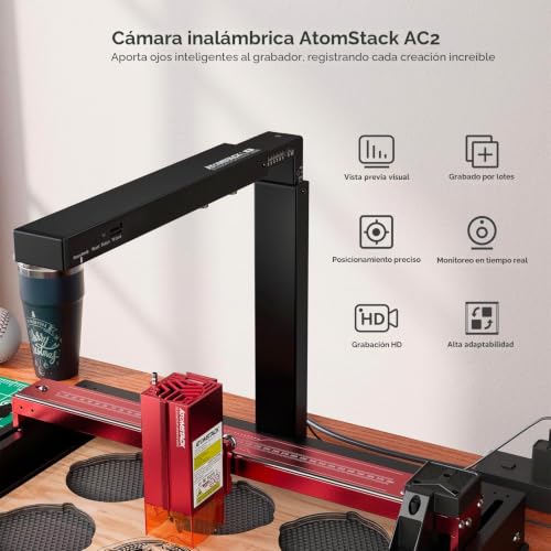 Miniatura 2 de Atomstack Ac2 Lightburn 1080p Cámara Para Posicionamiento Vigilancia Grabación Precisa De Máquinas De Grabado Láser Grabado Multitarea, Conexión Wifi Con Vista Previa Supervisión Remota En Tiempo Real