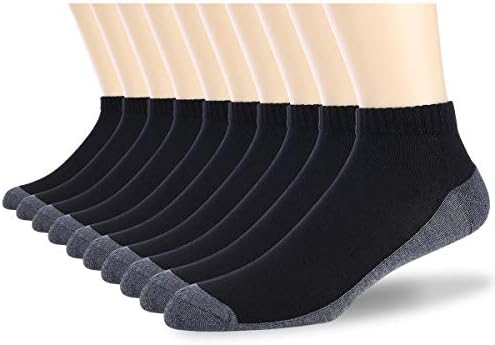 Cooplus 10 Pairs Mens Socks Breathable Casual Low Cut Ankle Cushioned Moisture-Wicking