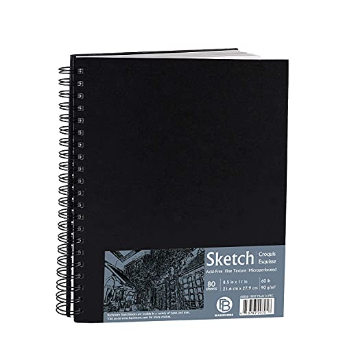 Bachmore 8.5"X11" Hardbound Sketchbook, Left Spiral Sketch Pad With Hardcover, Perforated And Durable Acid Free Drawing Paper, Ideal Art For Kids & Adults, Artist Pro & Amateurs #TOP4