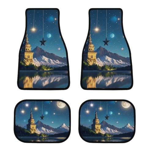 Tapis de sol voiture lune et étoiles - Finition soignée pour habitacle de berline et SUV