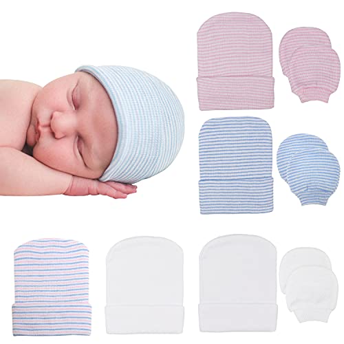 Bqubo Newborn Baby Girls Caps Mittens For Baby Boys Hospital Hat Beanie Infant Hats Baby Scratch Mitten Gloves Set #TOP3