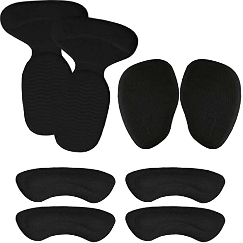 Image of Chiroplax Reusable High Heel Cushion Inserts Pads Forefoot Ball of Foot Back of Heel Cup Grips Protector Liner Anti-Slip Metatarsal Shoe Insoles, 8 pcs (Black)