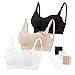 neppein Still BH 3Pcs Sujetador de maternidad sin costuras, con base extraíble y extensiones de sujetador adicionales para mujer, sin aros, negro/blanco/beige., M