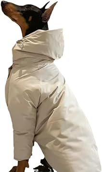 Winter Big Dog Solid Color Warm Cotton Clothes Medium and Large Oversized Dogs Go Out Cold Warm Cold Weather Coat Beige,7XL