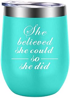JuneJour Engraved Wine Tumbler 12 oz Vacuum Insulated Stainless Steel Wine Tumbler