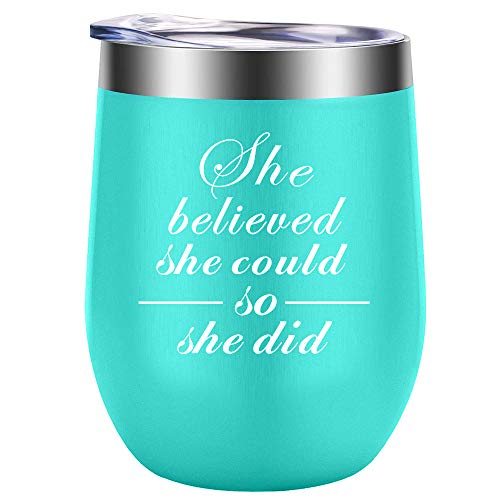 JuneJour Engraved Wine Tumbler 12 oz Vacuum Insulated Stainless Steel Wine Tumbler