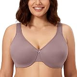 CALVENA Women's Minimizer Bra Full Coverage Plus Size Smooth Underwire Seamless Bra Mochaccino 40C