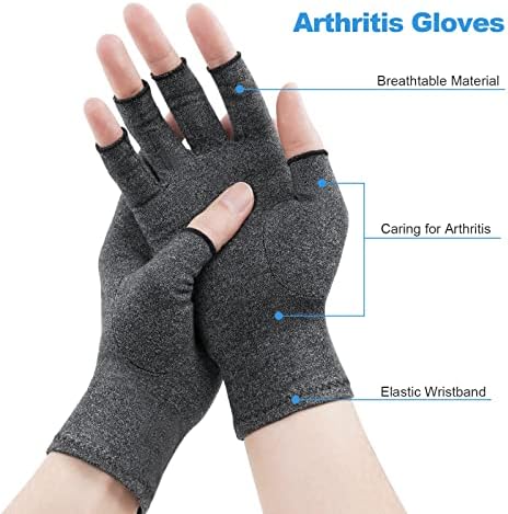 ACWOO Arthritis Gloves, Compression Gloves for Arthritis Pain Relief, Breathable Comfortable Anti-Arthritis Gloves for Women & Men, Fingerless Design, Provide Support and Warmth to Promote Healing (M)