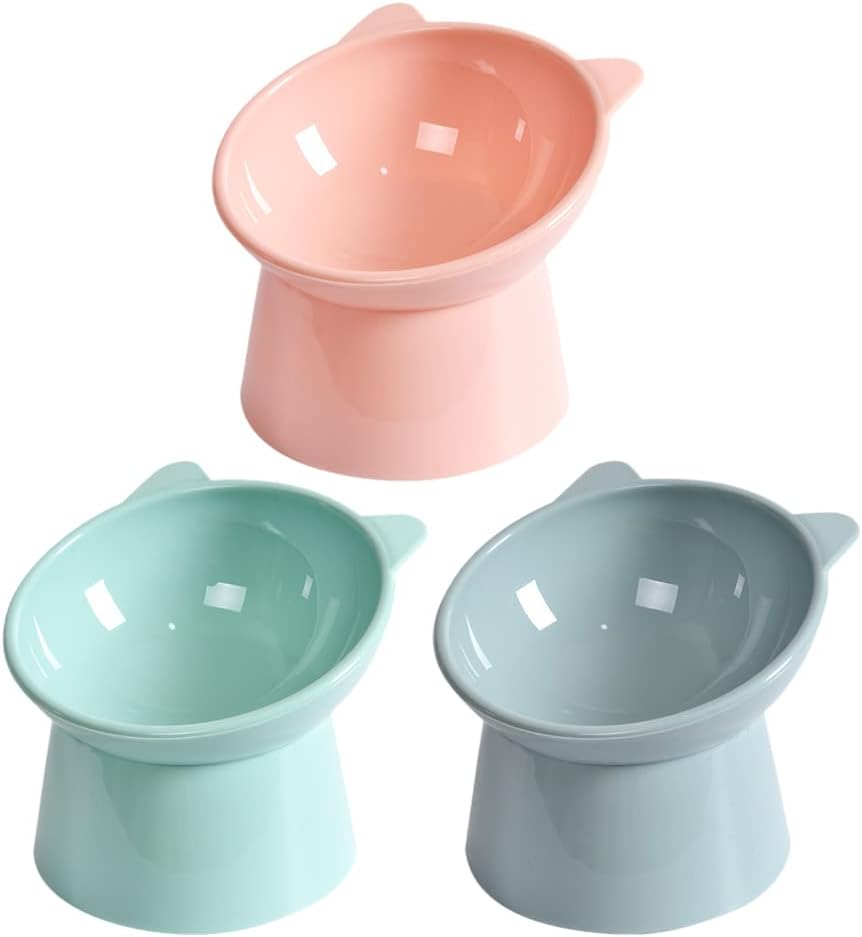 LIFKOME 3PCS Cat Bowls, Elevated Cat Bowls, Raised Cat Bowls for Food and Water, Raised Cat Bowl, Plastic Tilted Pet Bowl Pet Food Bowl…