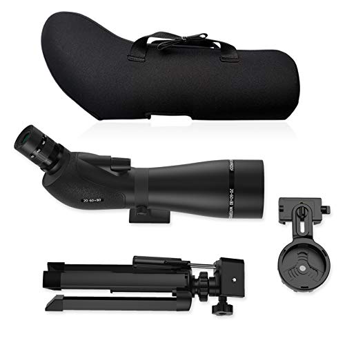 EACONN 20-60x80 Spotting Scope with HD Glass, BAK4 Prism, FMC Optics-IPX7 Waterproof Spotting Scopes for Target Shooting, Hunting, Bird Watching-with Tripod, Digiscoping Phone Adapter - Thumbnail 7