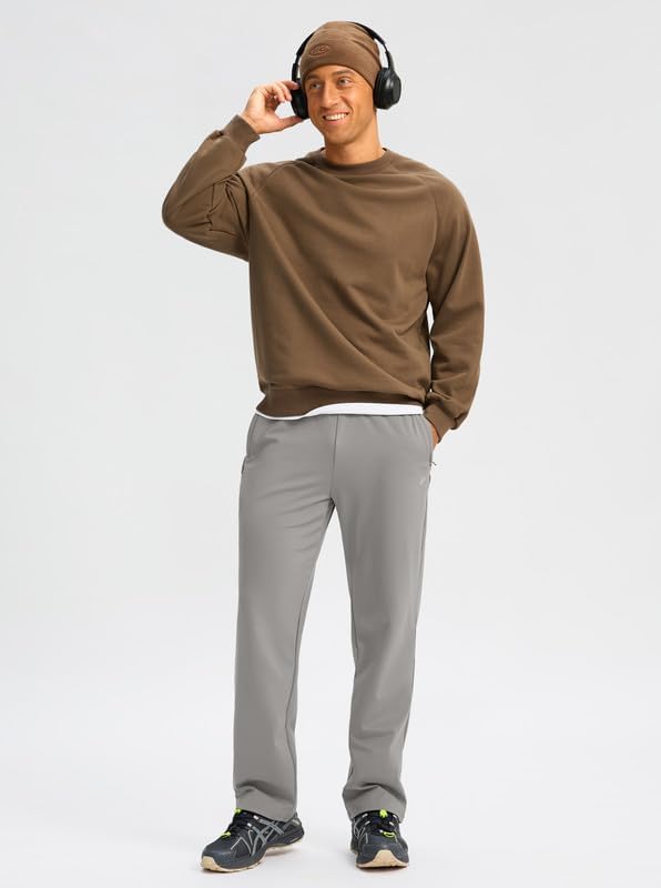 Pudolla Men's Fleece Lined Sweatpants with Zipper Pockets Winter Warm Water Resistant Athletic Pants for Workout Running - Image 6