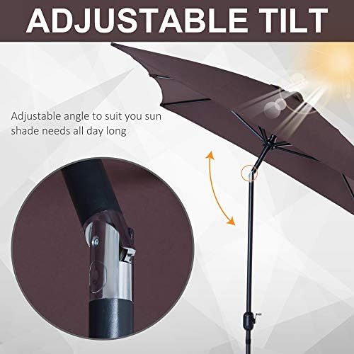 Outsunny 3x2m Patio Parasol Garden Umbrellas Canopy with Aluminum Tilt Crank Rectangular Sun Shade Steel,