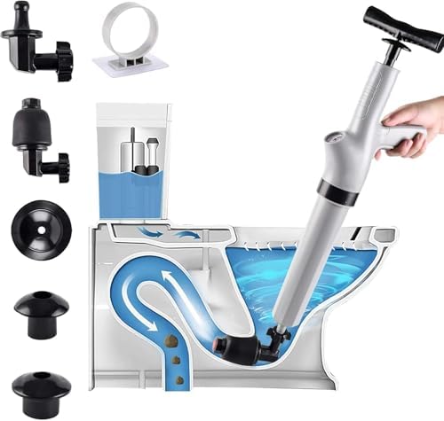 Desentupidor de Vaso Sanitário 9 em 1 – Êmbolo de Alta Pressão co...