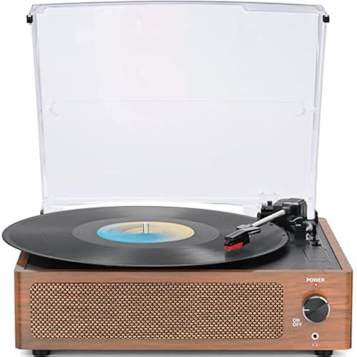Vintage Record Players for Vinyl with Speakers,Retro Deep Brown