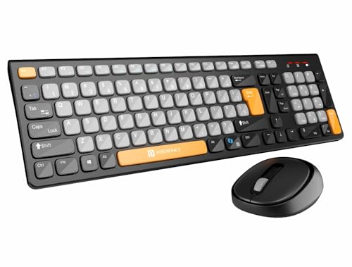 Portronics Key7 Combo Wireless Keyboard & Mouse Set with Copilot AI, 2.4 GHz USB Receiver, 10m Range, 12 Shortcut Keys, Adjustable DPI , 10M Key Life for PC, Laptop, Mac
