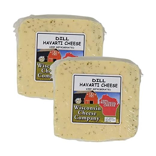 WISCONSIN CHEESE COMPANY - Dill Havarti Cheese Blocks, 16oz. (Pack of 2)