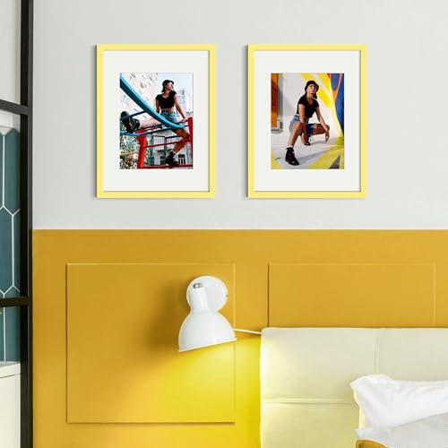 Image of upsimples 12x16 Picture Frame, Display Pictures 8.5x11 with Mat or 12 x 16 Without, Wall Hanging Poster Frames, Yellow, 1 Pack