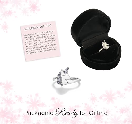 Precious Pieces Children's .925 Sterling Silver Multi Color Rainbow Unicorn Ring for Toddlers and Little Girls (Size 3) by Precious Pieces - Image 5