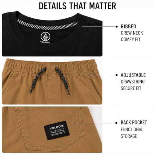 Image of Volcom Toddler Baby Boy Shorts Set - 2 Piece Short Sleeve Graphic Tees and Shorts Infant Toddler Little Boys Summer Outfits
