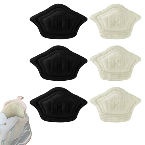MNYXIS 6 Paires Coussinet Talon Chaussure, 3mm et 6mm Protège Talon Chaussure Auto-adhésif, Protection Talon pour Chaussures Trop Grandes, Anti Glissoir et Patch Réparation Talon, Noir et Beige