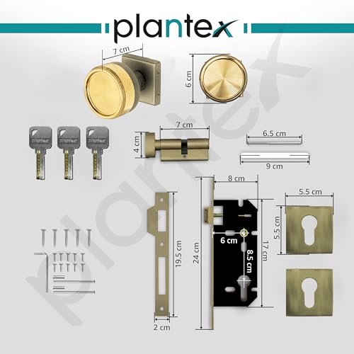 Plantex Stainless Steel Door Lock/Heavy Duty Main Door Knob Lock With 3 Keys/Mortise Door Lock For Home/Office/Hotel-(Pvd Gold&Ba)