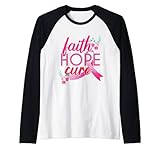cute faith hope cure breast cancer awareness maglia con maniche raglan