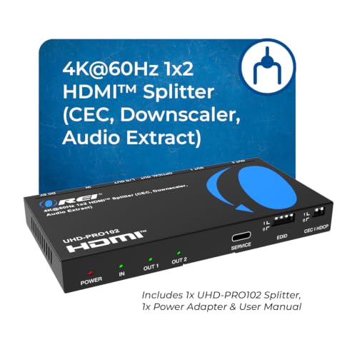 OREI 4K HDMI Splitter 1 in 2 Out Mirror only with auto downscaling, Advanced EDID Management & 3D Support (UHD-PRO102) by Orei - Image 9