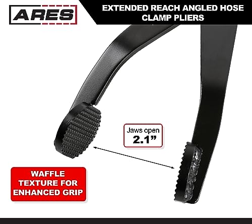 ARES 15028 - Alicate de braçadeira de mangueira angular de alcance estendido - Comprimento extra e m