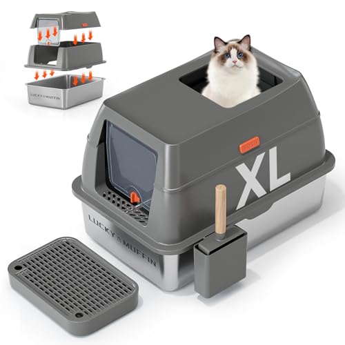 3 in 1 Premium Stainless Steel Cat Litter Box with