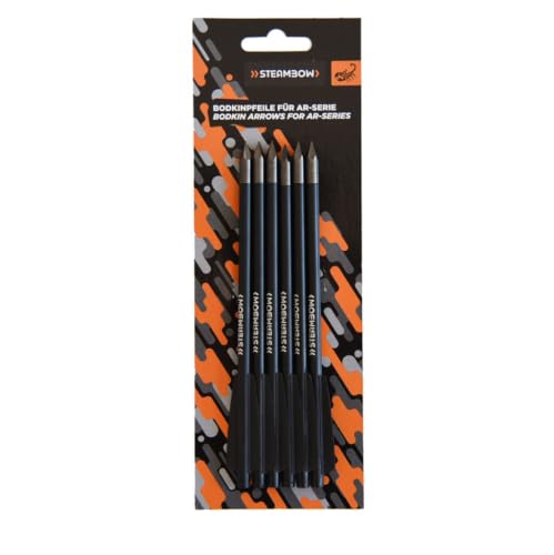 Steambow Elegant All-Black Aluminum Bodkin Arrows with Hardened Steel Tips, Set of 6 | Maximum Penetration Logo Engraved Shafts Paired with Steel Tips | AR-Series | 0000401 by Steambow - Used condition - Image 3