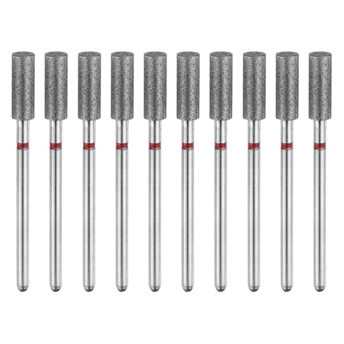 HARFINGTON 10pcs 200-230 Grits Diamond Grinding Bit 4.2mm Cylindrical Ball Head 2.35mm Shank 12mm Length Stone Sanding Drill Bits Rotary Tool for Ceramic Glass Nails Grinding Polishing
