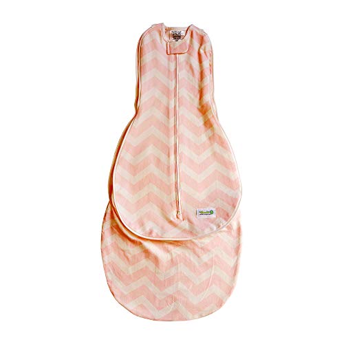 Image of Woombie Grow with Me Baby Swaddle, Convertible Swaddle Fits Babies 0-9 Months, Expands to Wearable Blanket for Babies up to 18 Months, Dreamy Pink Chevron