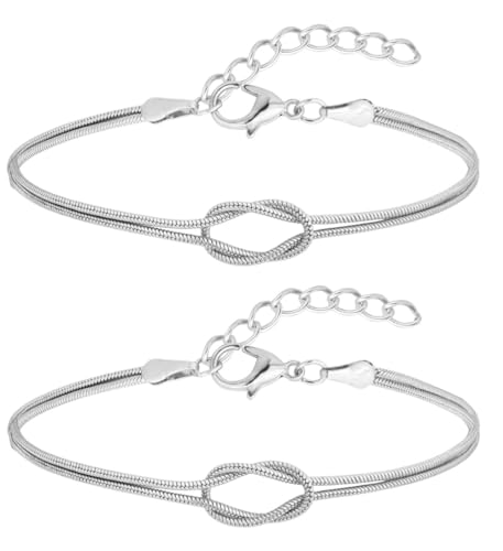 CUEMOON 2 Pezzi Bracciali Coppia Bracciale Amicizia Bracciale Donna Argento